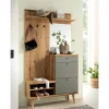 Kompakt-Garderobe in Eiche Optik und Graugrün - Oliva