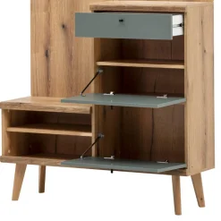 Kompakt-Garderobe in Eiche Optik und Graugrün - Oliva