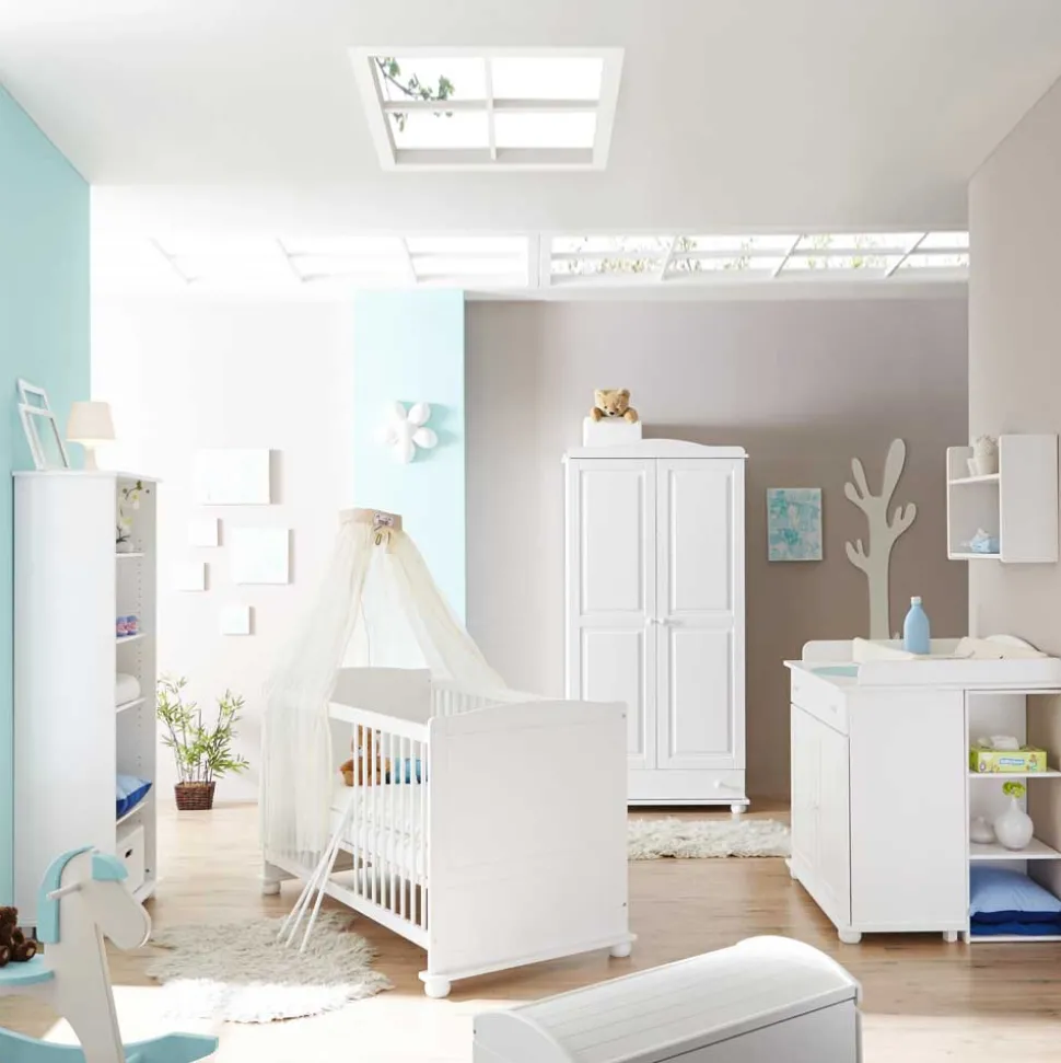 Komplett Babyzimmer Narcisso in Weiß (fünfteilig)