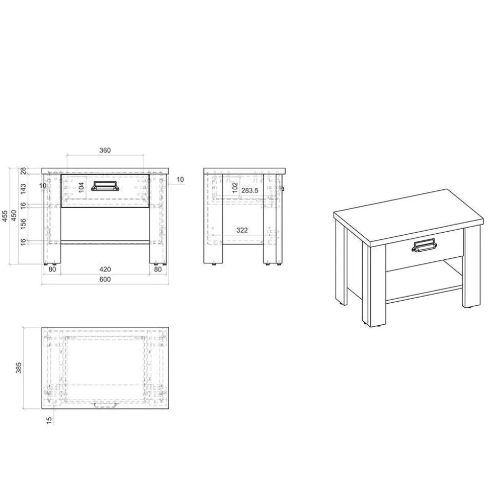 Komplett Schlafzimmer mit Einzelbett - Naiavio (vierteilig)