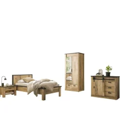 Komplett Schlafzimmer mit Einzelbett - Naiavio (vierteilig)