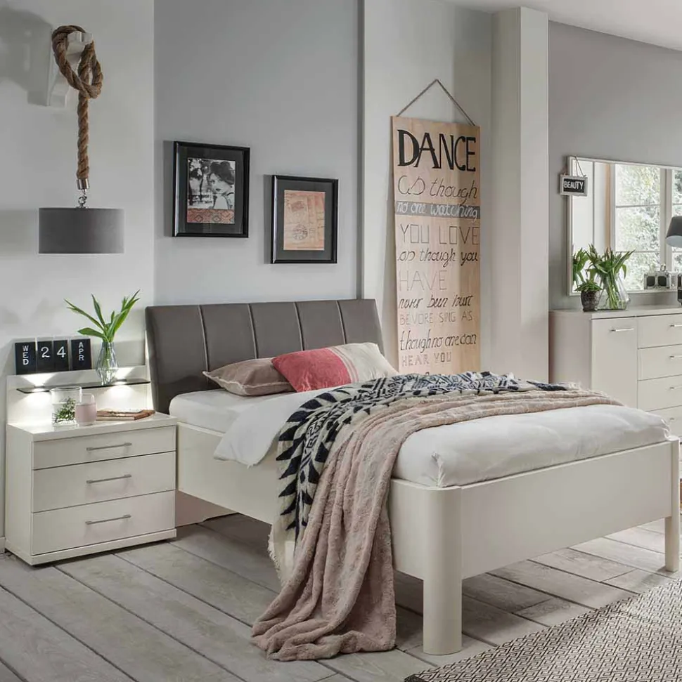 Komplett Schlafzimmer Ronis mit Einzelbett in Komforthöhe (fünfteilig)