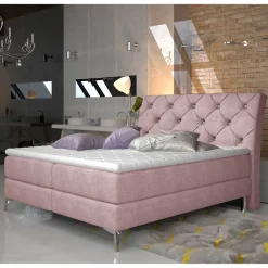 Komplettbett in Hellrosa Stoffbezug - Inabaros