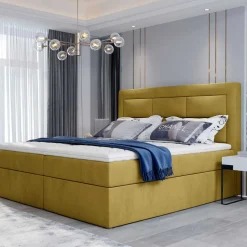 Komplettbett mit Samtbezug in Senfgelb - Sestron
