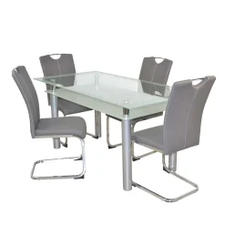 Komplette Essgruppe mit Glastisch - Viddalba (fünfteilig)