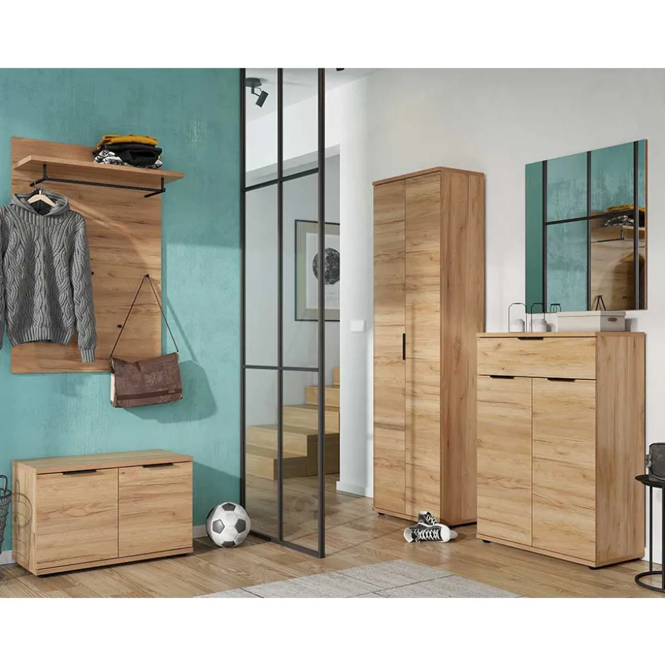 Komplette Flur Einrichtung in Holzoptik - Esdrusca (fünfteilig)