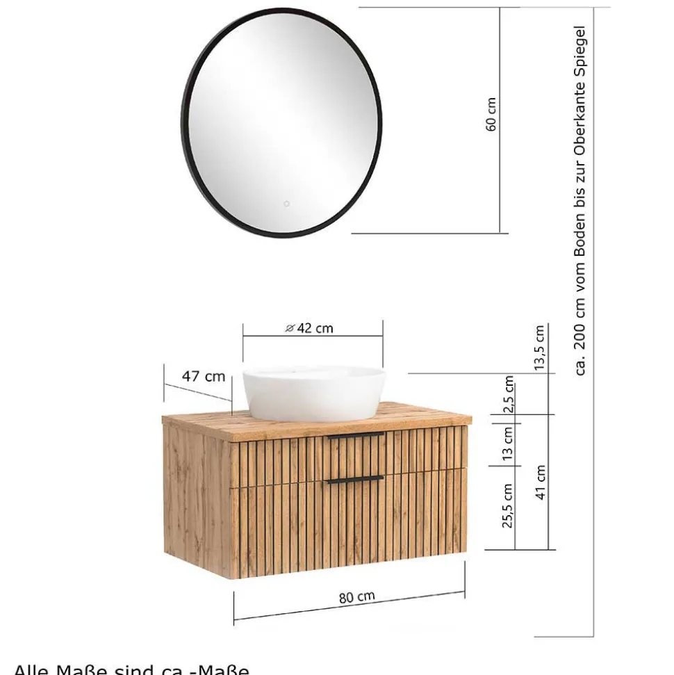 Komplettset Badeinrichtung modern - Crystoga (vierteilig)