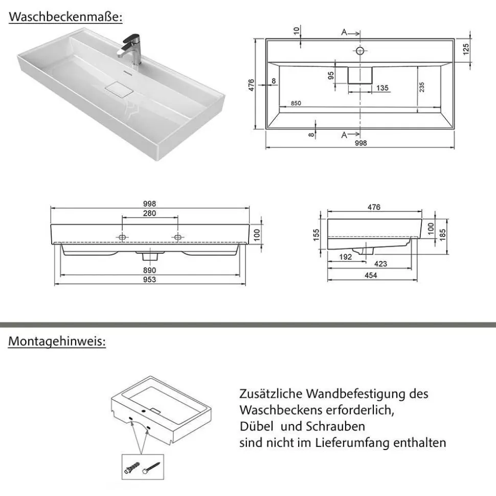 Komplett-Waschtisch für eine Armatur - Ostoro