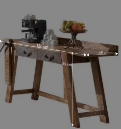 Konsolentisch aus Massivholz sandgestrahlt - Bahiro