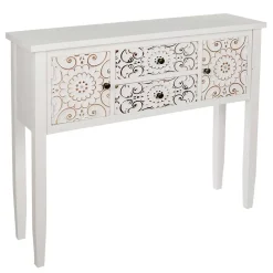 Konsolentisch in Antikweiß & Gold - Acacio