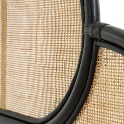 Kopfteil aus Rattan in Schwarz mit Geflecht - Aschau