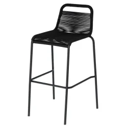 Kordel Geflecht Barstuhl in Schwarz - Dariana (4er Set)