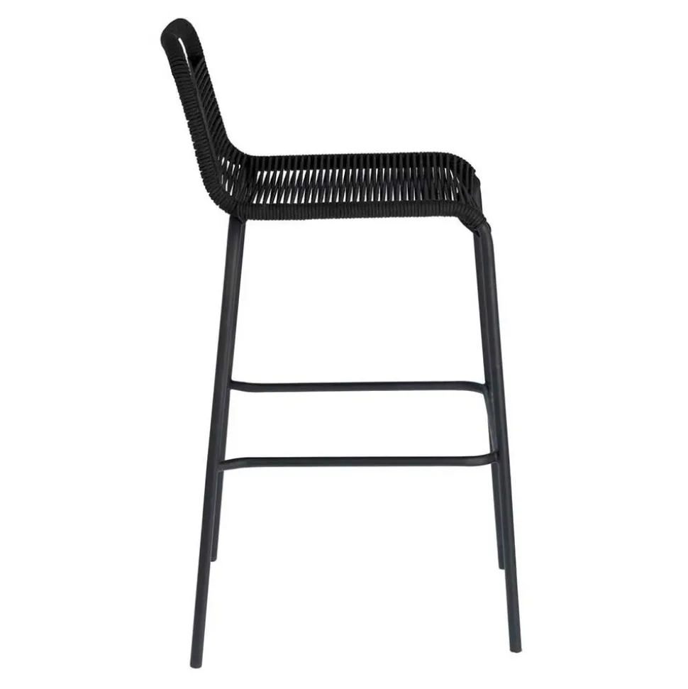 Kordel Geflecht Barstuhl in Schwarz - Dariana (4er Set)