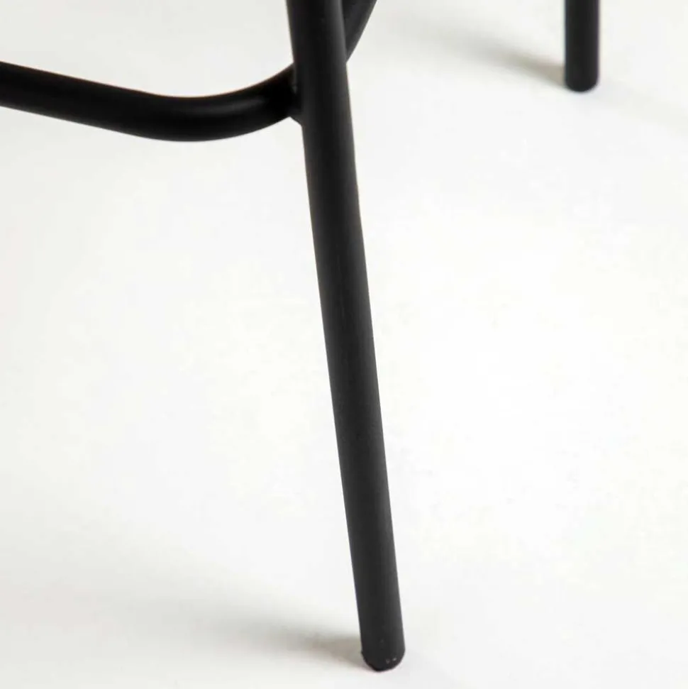 Kordel Geflecht Barstuhl in Schwarz - Dariana (4er Set)