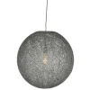 Kugel Hängelampe aus Flachsgewebe in Grau - Gioja
