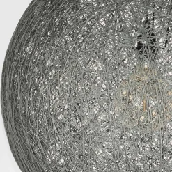 Kugel Hängelampe aus Flachsgewebe in Grau - Gioja