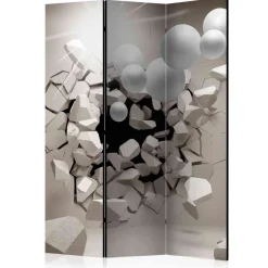 Kunst Motiv Paravent in Grau Weiß - Catalonia