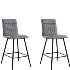 Kunstleder Barstühle in Grau - Eleganto (2er Set)