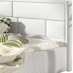 Kunstleder Doppelbett in Weiß - Vagos