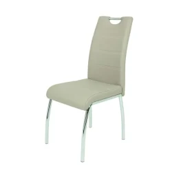 Kunstleder Essstuhl in Beige & Chrom - Jenna (Set)