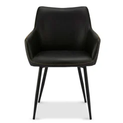 Kunstleder Esstischsessel in Schwarz - Oristano (2er Set)