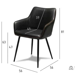 Kunstleder Esstischsessel in Schwarz - Oristano (2er Set)