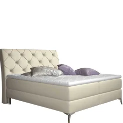 Kunstleder Komplettbett in Beige - Diamo