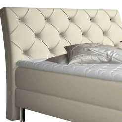 Kunstleder Komplettbett in Beige - Diamo