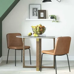 Kunstleder Polsterstühle in Braun - Laddion (2er Set)