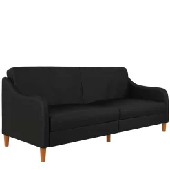 Kunstleder Schlafsofa in Schwarz - Marc