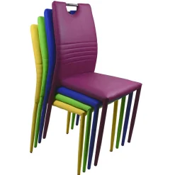 Kunstleder Stapelstühle in Bordeaux - Nigari (4er Set)