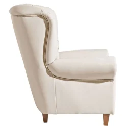 Kunstleder Wohnzimmersessel in Beige und Buche - That