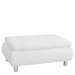 Kunstlederhocker in Weiß und Chrom - Niridena