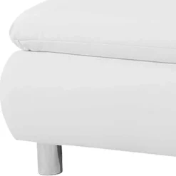 Kunstlederhocker in Weiß und Chrom - Niridena