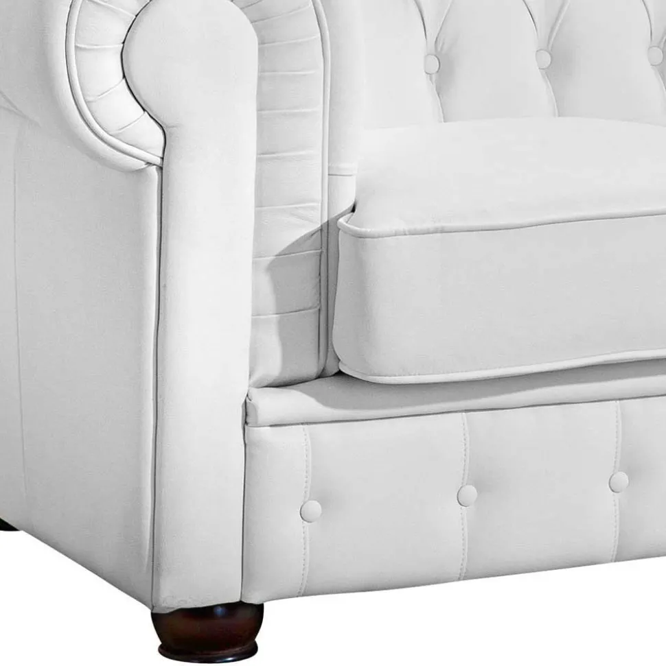 Kunstledersofa in Weiß - Chesterfield - Dossera