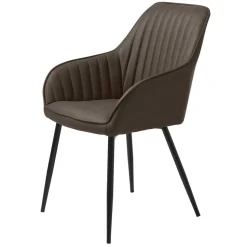 Kunstlederstühle in Dunkelbraun mit Armlehnen - Petrolina (2er Set)