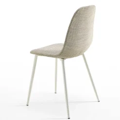 Kunstrattan Esszimmerstuhl in Weiß Beige Neptun mit Metall Gestell (4er Set)