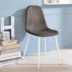 Kunstrattan Schalenstuhl in Braun Macorys mit Stahl Gestell Weiß (4er Set)