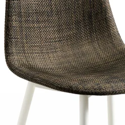 Kunstrattan Schalenstuhl in Braun Macorys mit Stahl Gestell Weiß (4er Set)