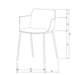 Kunststoff Armlehnenstühle in Graubraun - Cayro (4er Set)