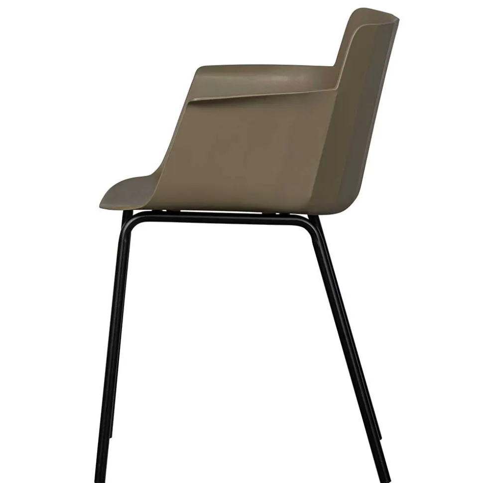 Kunststoff Armlehnenstühle in Graubraun - Cayro (4er Set)