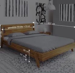 Kurzes Bett mit Unterlänge 190 cm - Hardus (dreiteilig)