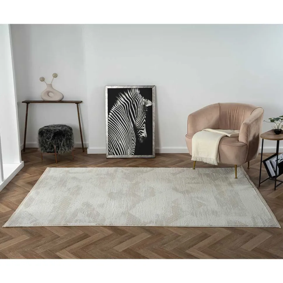 Kurzfloriger Teppich in Beige & Creme - Helsico