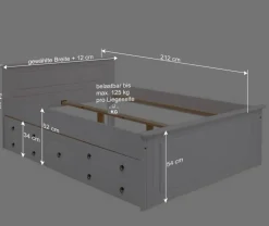 Lackiertes Kiefernholz Ehebett in Weiß - Velriva
