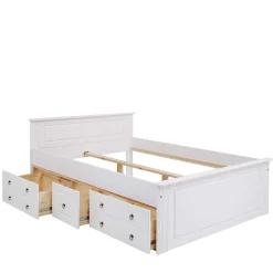 Lackiertes Kiefernholz Ehebett in Weiß - Velriva