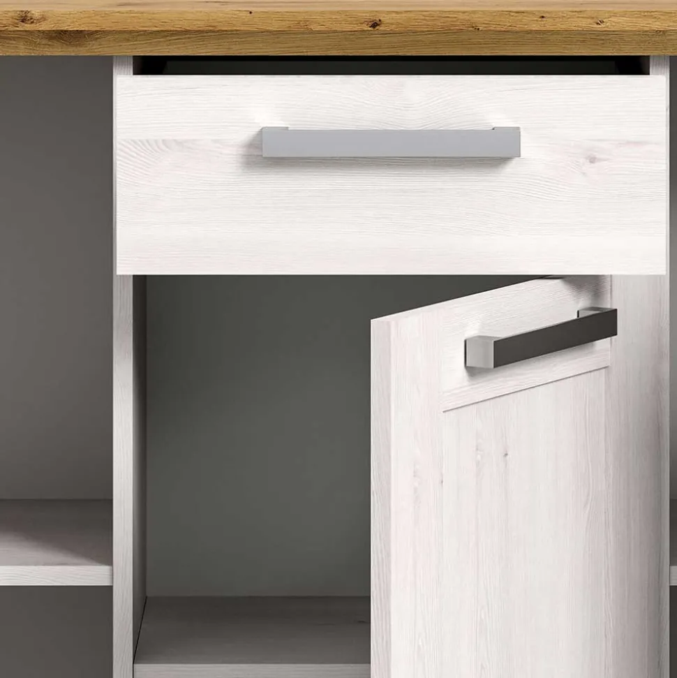 Landhaus Anrichte in Holzoptik Lärche Weiß - Tocella