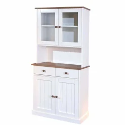 Landhaus Büfett Schrank in Weiß mit Braun - Vatina