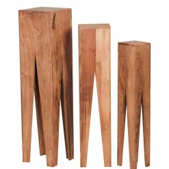 Landhaus Blumenständer Set Pisino aus Massivholz naturbelassen (dreiteilig)