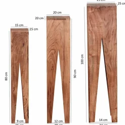 Landhaus Blumenständer Set Pisino aus Massivholz naturbelassen (dreiteilig)