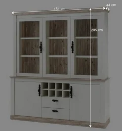 Landhaus Buffet Schrank in Weiß Pinie Nedita 184 cm breit